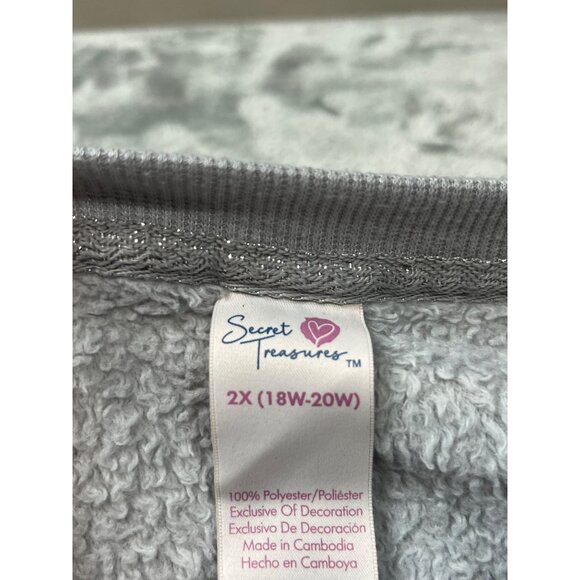 Secret Treasures "Time To Relax" Womens 2X Grey Plush Sweatshirt Sweater - Picture 3 of 10